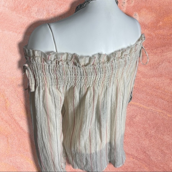 𝅺love Sam Smocked Off the Shoulder with Tassels Boho Top Size Extra Small - Picture 6 of 15